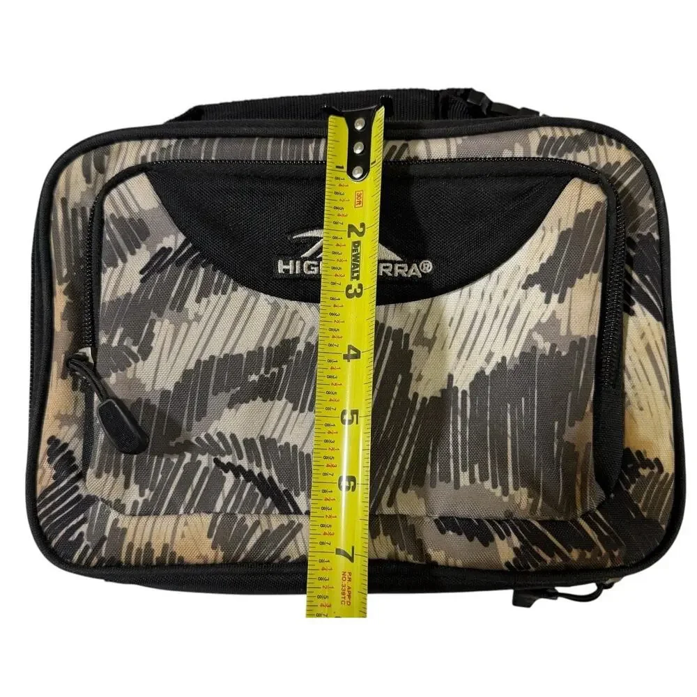 High Sierra Insulated Lunch Box Bag Scribble Camo Grey Tan Black Padded Clip-On